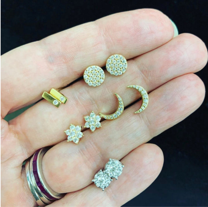 Diamond Crescent Earrings