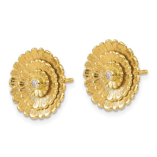 Lane Floral Earrings with Diamond Centers