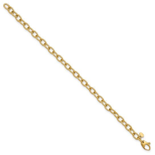 Solid Oval Link Charm Bracelet