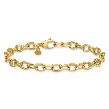 Solid Oval Link Charm Bracelet