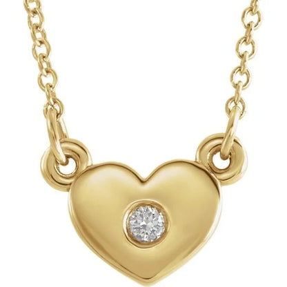 Gold Heart Necklace with Diamond