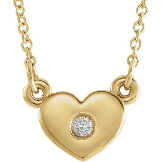 Gold Heart Necklace with Diamond