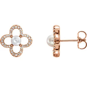 Pearl Quatrefoil Stud Earrings