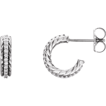 Diamond Rope Hoop Earrings