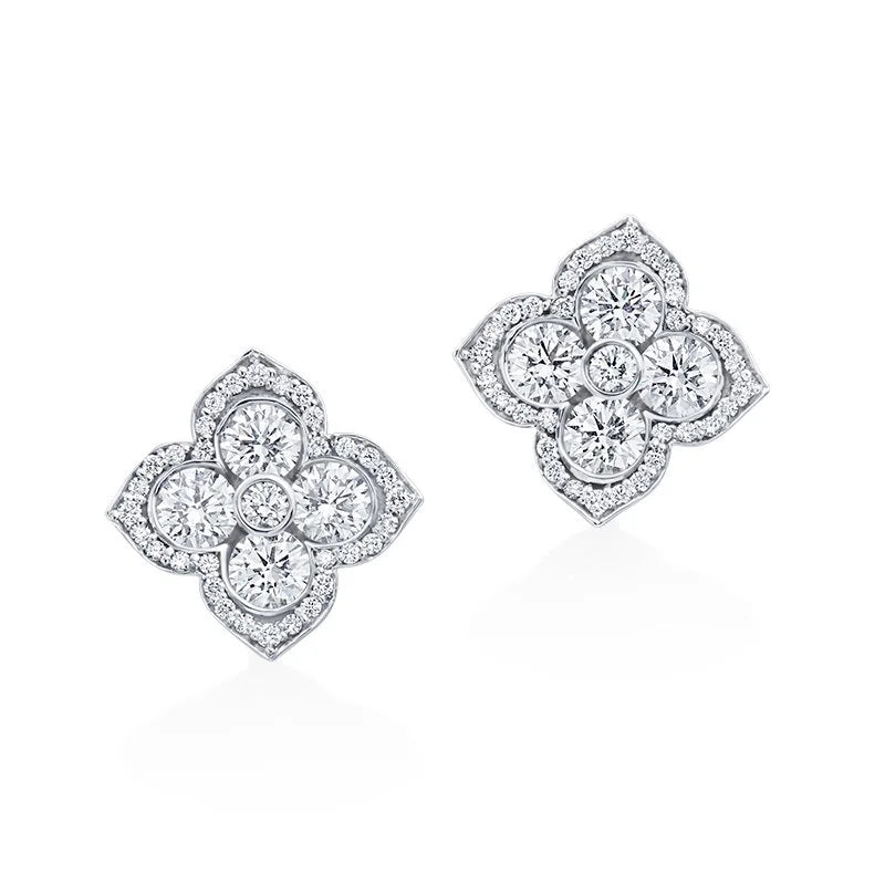 Medium Diamond Lotus Fleur Studs