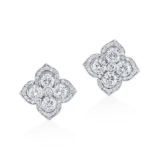 Medium Diamond Lotus Fleur Studs
