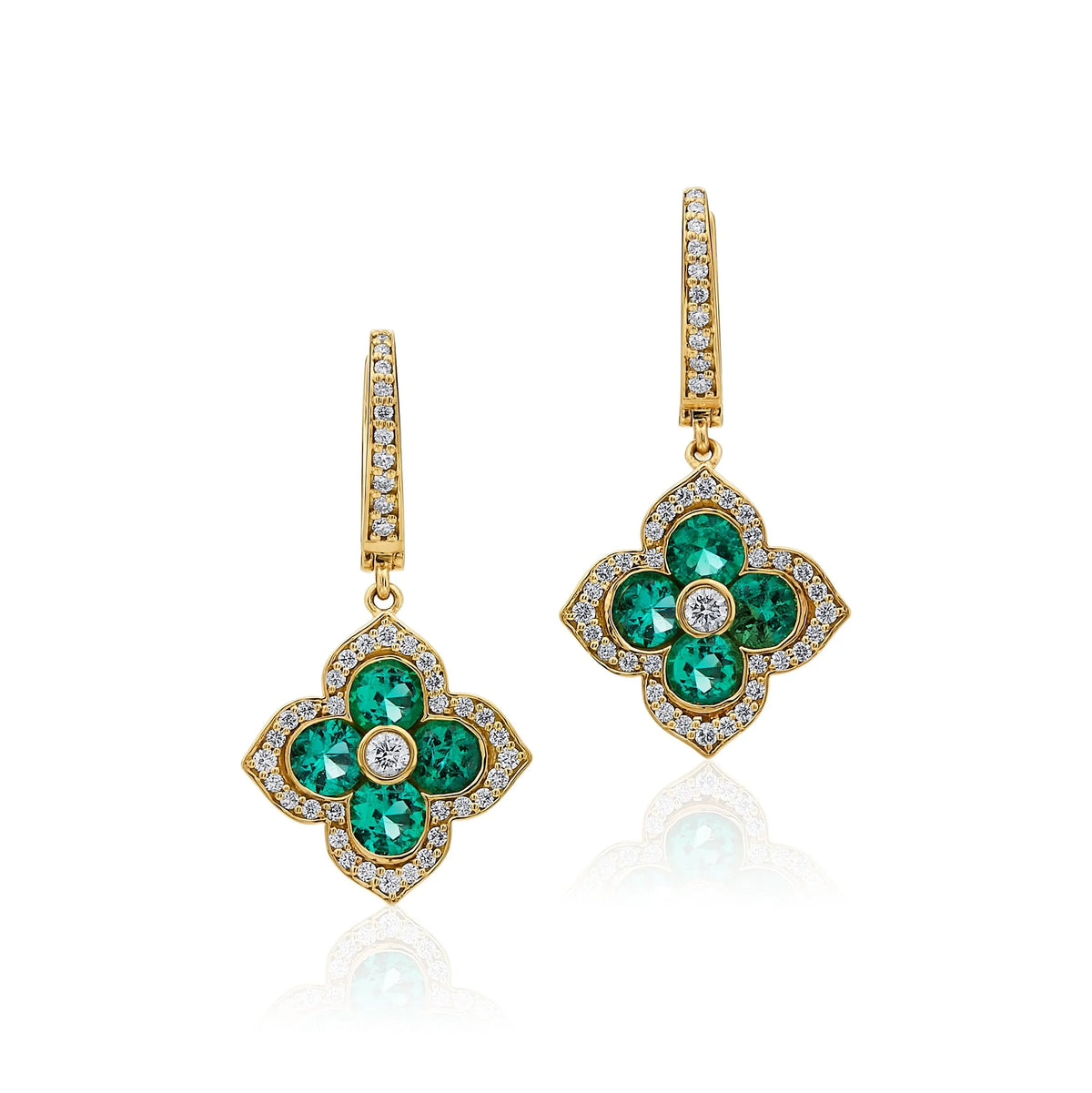 Emerald Lotus Fleur Drop Earrings