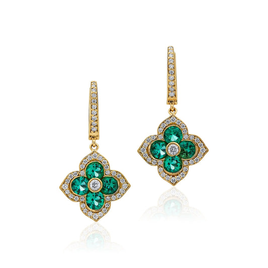 Emerald Lotus Fleur Drop Earrings