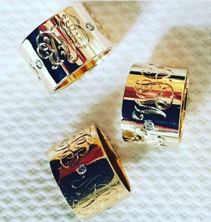 Diamond Cigar Band with Monograms