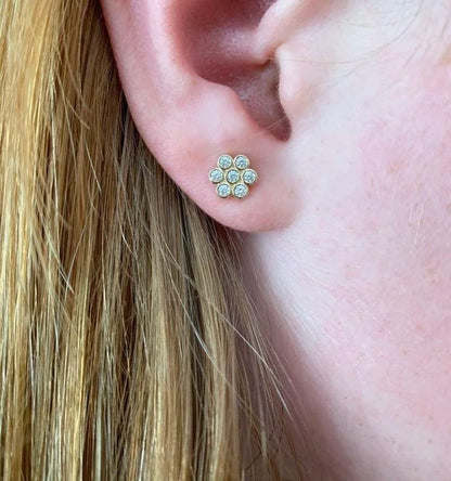 Small Bezel Cluster Earrings
