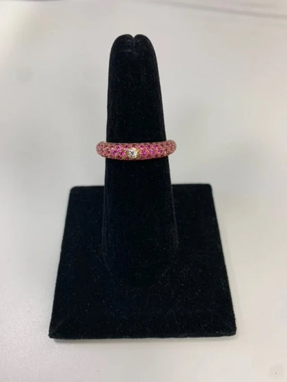 Pave Pink Sapphire and Diamond ring