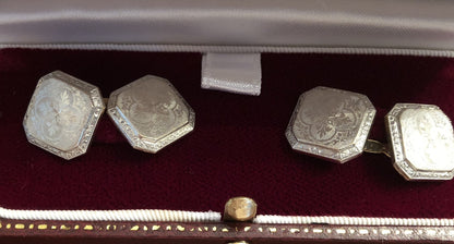 Vintage Art Deco Quatrefoil Engraved Men's Cufflinks