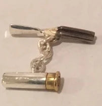 Sterling Silver Shotgun and Shell Cufflinks