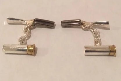 Sterling Silver Shotgun and Shell Cufflinks