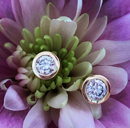Bezel-set Diamond Stud Earrings