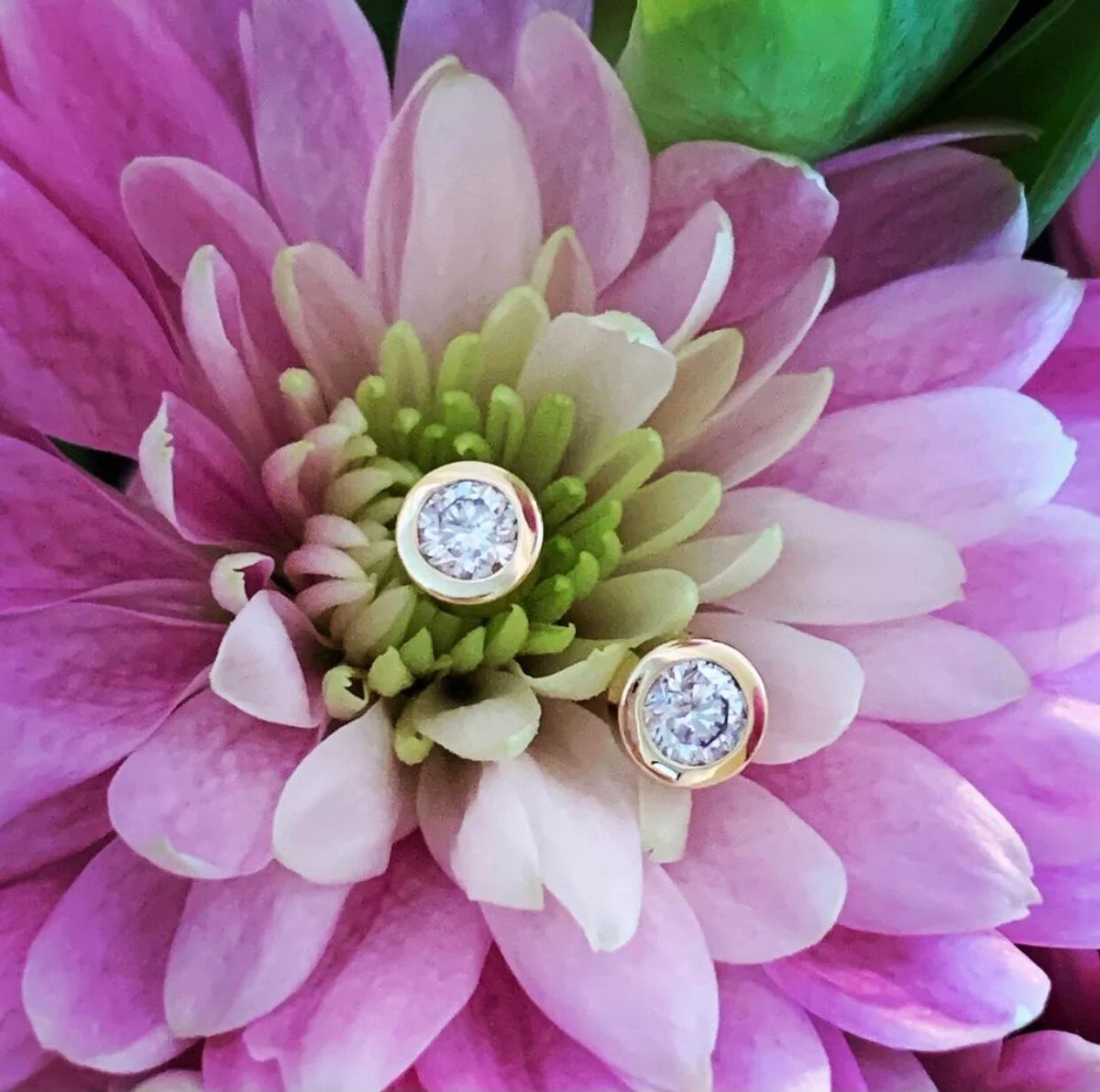 Bezel-set Diamond Stud Earrings