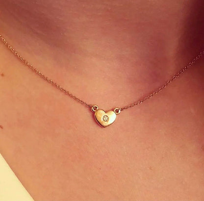 Gold Heart Necklace with Diamond