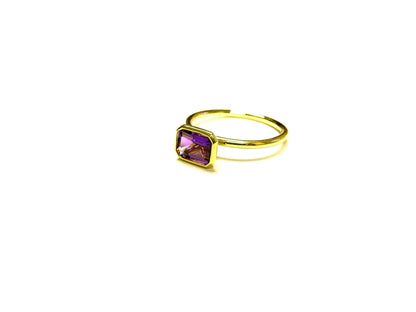 Stackable 18k yellow gold and Amethyst Ring