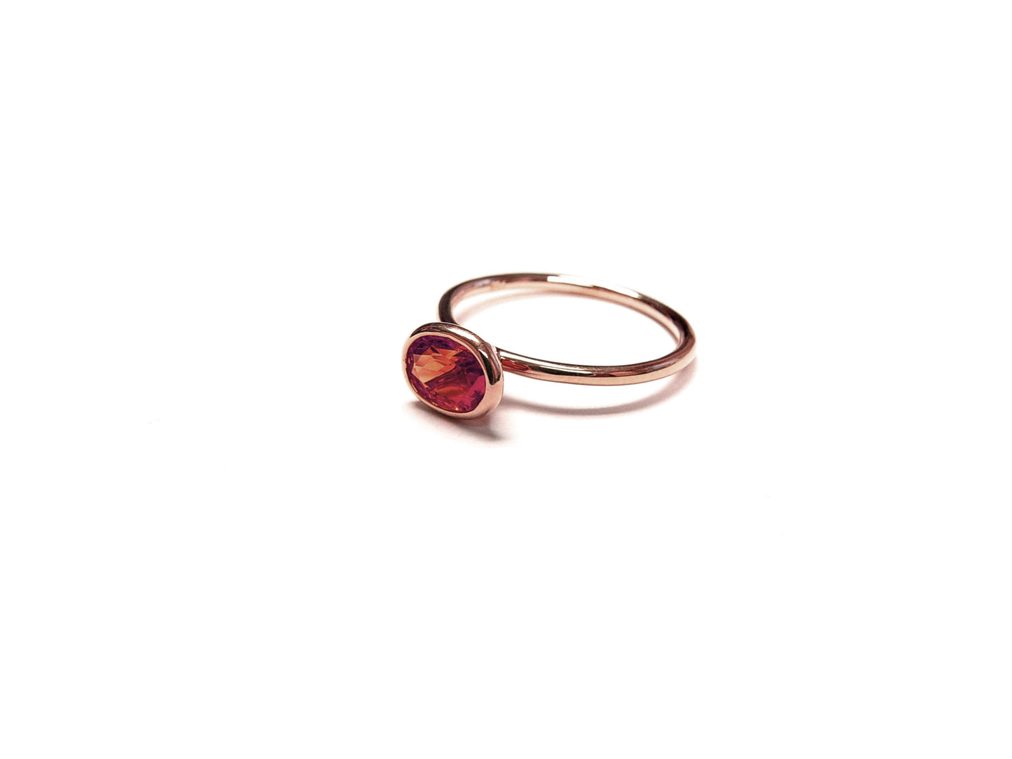Stackable 18k yellow gold and Rubellite Ring