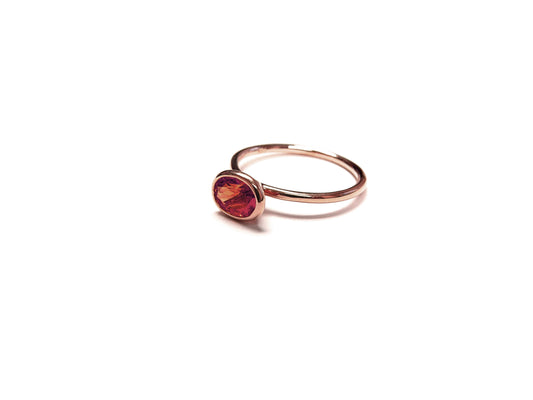 Stackable 18k yellow gold and Rubellite Ring