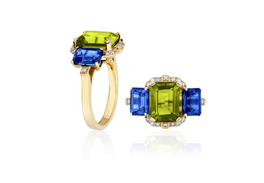 Three-Stone Peridot and Iolite Cocktail Ring