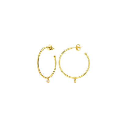 Single Diamond Drop Hoop Earrings