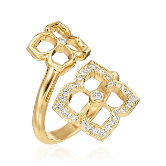 Diamond Lotus Fleur Bypass Ring