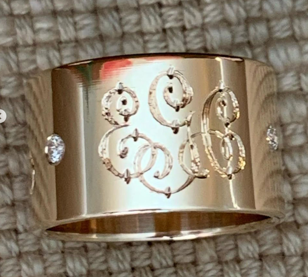 Diamond Cigar Band with Monograms