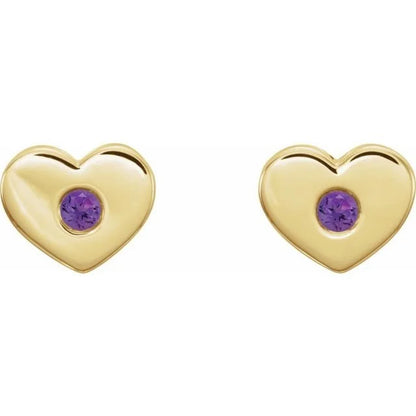 Birthstone Heart Studs