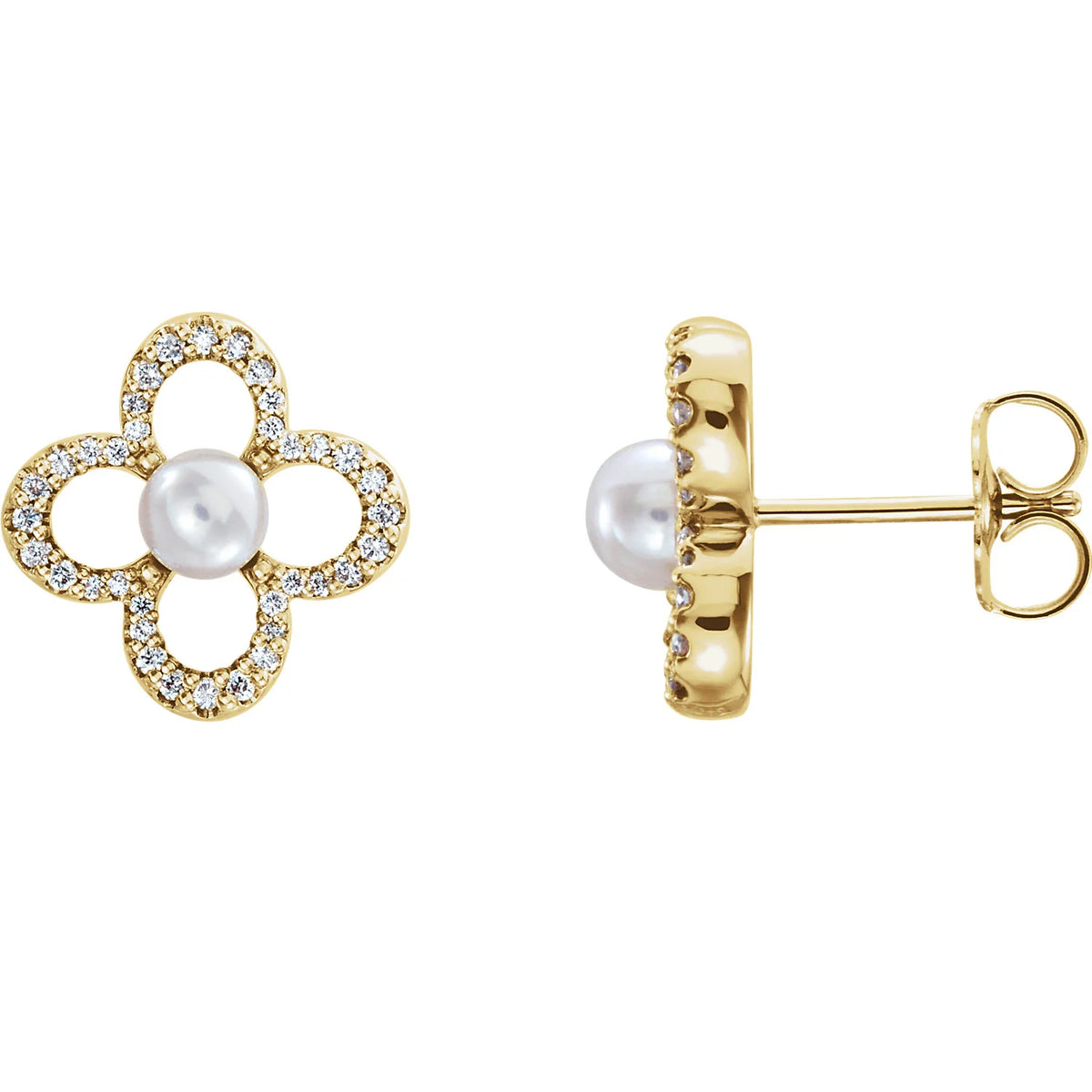 Pearl Quatrefoil Stud Earrings