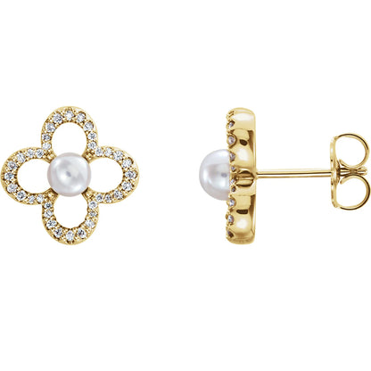 Pearl Quatrefoil Stud Earrings