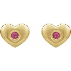 Birthstone Heart Studs