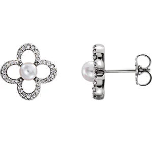 Pearl Quatrefoil Stud Earrings