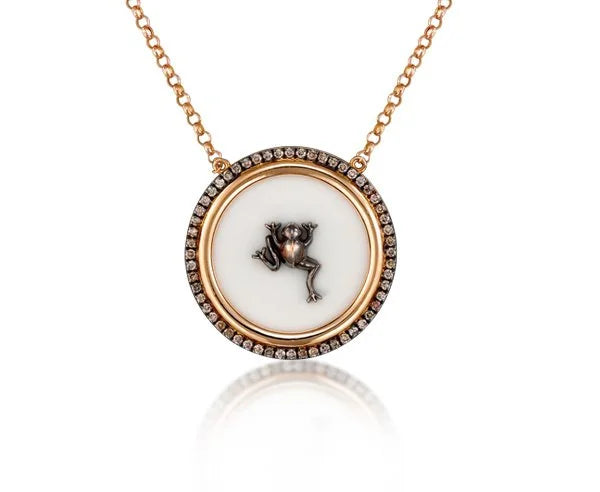 White Turquoise Frog Necklace
