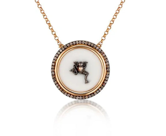 White Turquoise Frog Necklace