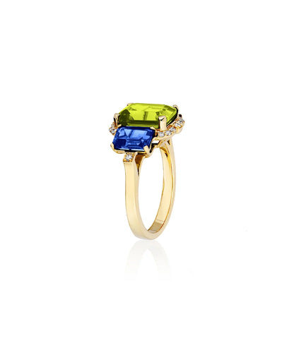 Three-Stone Peridot and Iolite Cocktail Ring