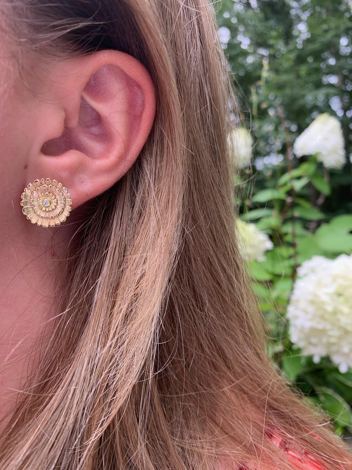 Lane Floral Earrings with Diamond Centers