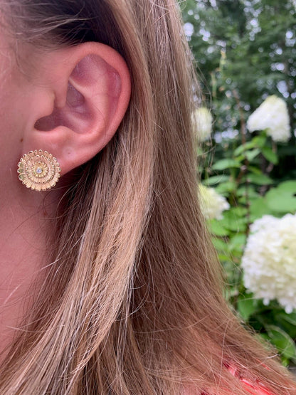 Lane Floral Earrings with Diamond Centers