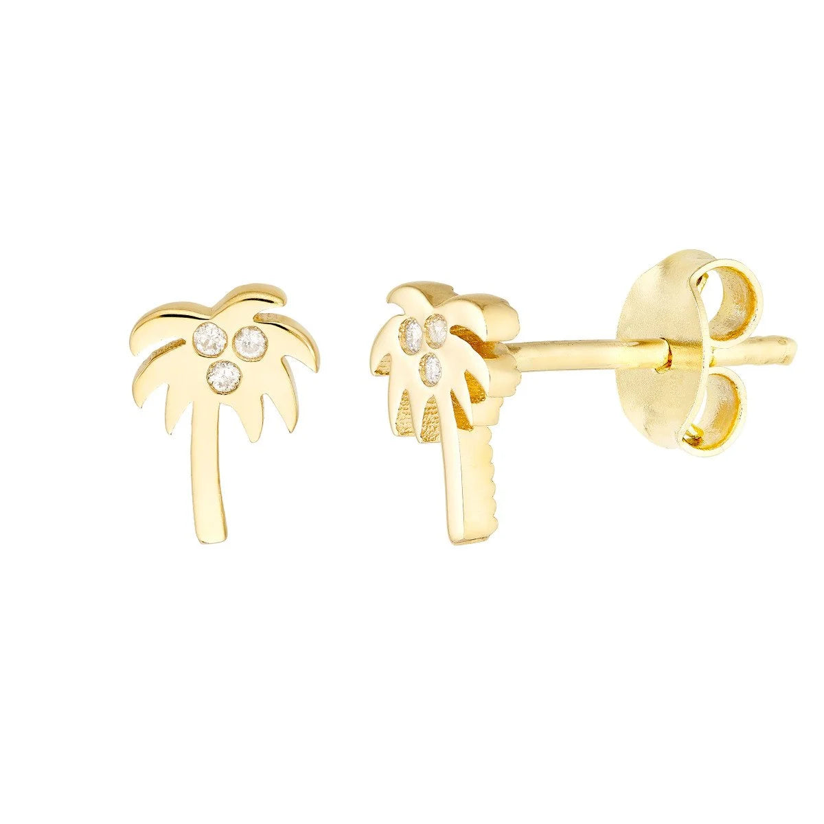 Mini Diamond Palm Tree Stud Earrings