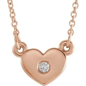 Gold Heart Necklace with Diamond