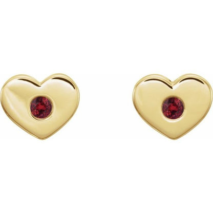 Birthstone Heart Studs