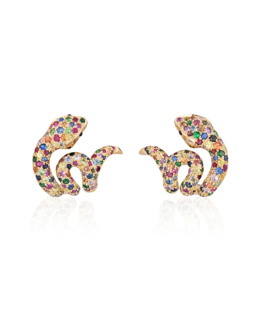 Multicolor Sapphire Snake Earrings