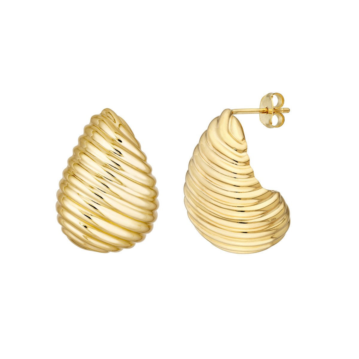 Large Fluted Tear Drop Earrings