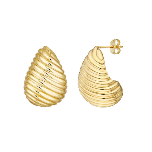 Large Fluted Tear Drop Earrings